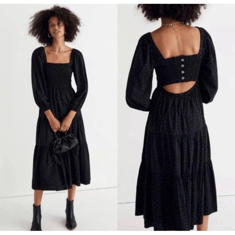 Madewell Lucie Tiered Midi Dress in Dot Item NH099  SZ 1X NWT